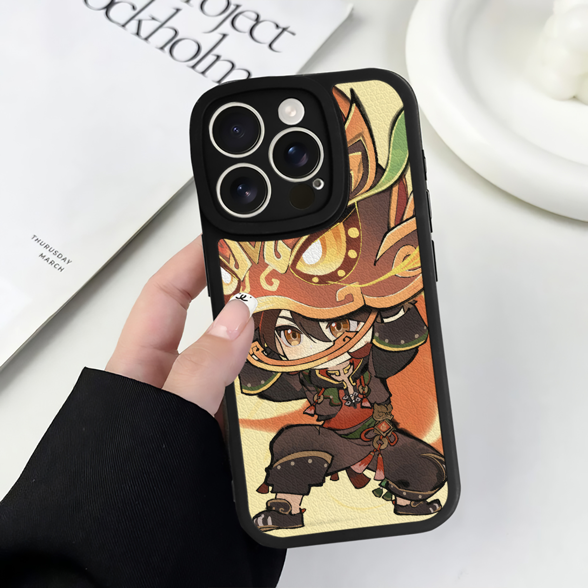 げんし神 genshin 【iPhone 16シリーズ対応】シリコンスマホケース（レザー調） 材質：シリコン